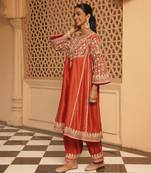 Burnt orange aiman - short knee length chauga with salwar