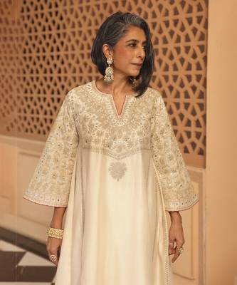 Daisy ivory aiman - short knee length chauga with salwar and odhni 3