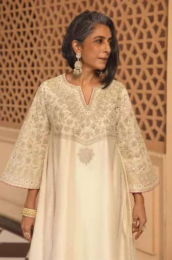 Daisy ivory aiman - short knee length chauga with salwar and odhni