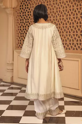 Daisy ivory aiman - short knee length chauga with salwar and odhni