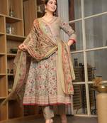 Cotton multi colour anarkali   kurti-pant-dupatta set