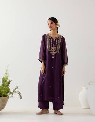 Purple stardust kurta set 1