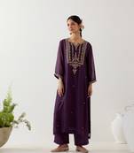 Purple stardust kurta set