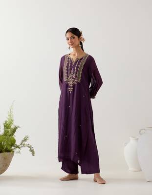 Purple stardust kurta set 2