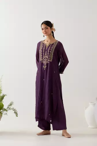 Purple stardust kurta set