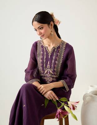 Purple stardust kurta set 3