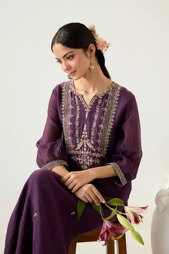 Purple stardust kurta set