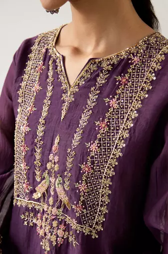 Purple stardust kurta set