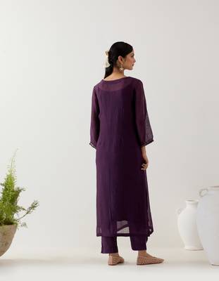 Purple mughal buta kurta set 2