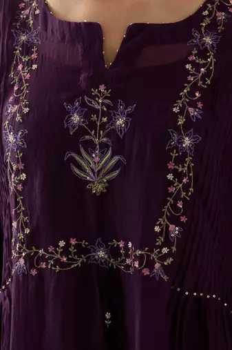 Purple mughal buta kurta set