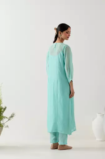 Teal marine life kurta set