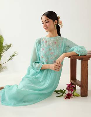 Teal marine life kurta set 5