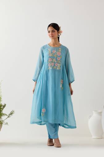 Jodhpur blue applique kurta set