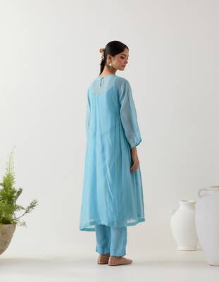 Jodhpur blue applique kurta set 2