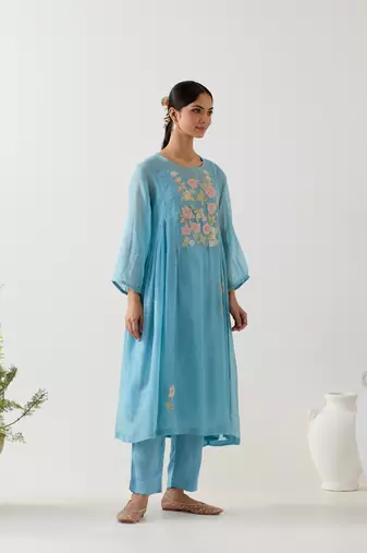 Jodhpur blue applique kurta set