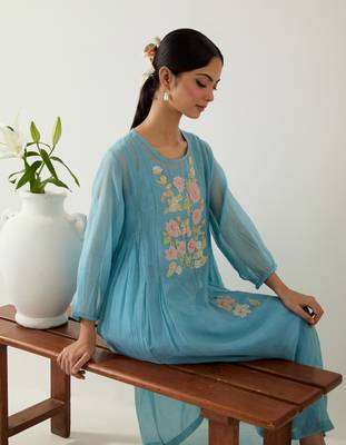 Jodhpur blue applique kurta set 5