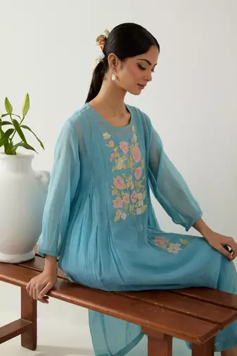 Jodhpur blue applique kurta set