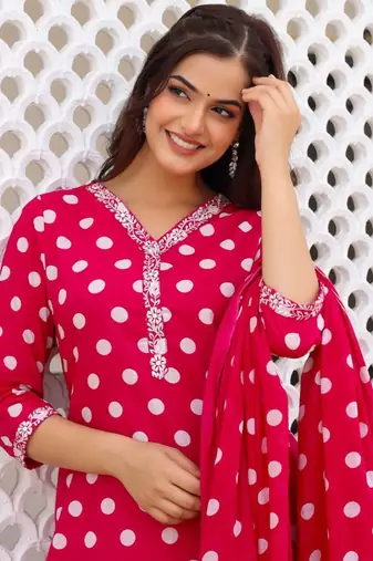 Women's Rayon Printed Designer Indian Ethnic Wear Pink Kurti With Pant & Dupatta Set