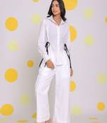 White shirt and pant 2 piece set summer relaxed linen co-ord set
