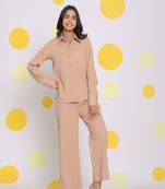 Beige shirt and pant two piece set summer everyday wear co-ord set
