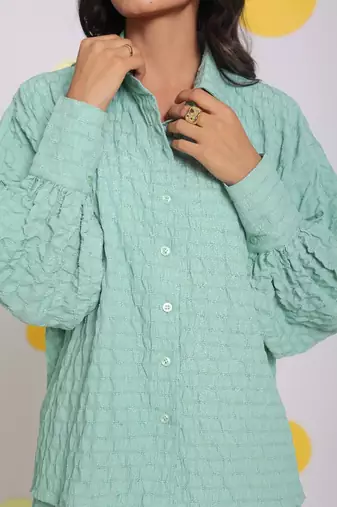 Light green shirt and pant two piece set summer everyday wear co-ord set