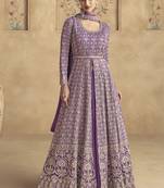 Lavender georgette embroidered anarkali suit