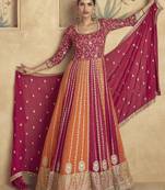 Red georgette embroidered anarkali suit