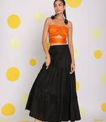 Orange tube bralette and black maxi skirt 100% cotton  resort wear co-ord set