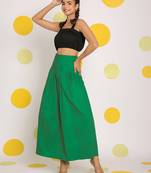 Black crop top and corset fitted green long skirt cotton co-ord set
