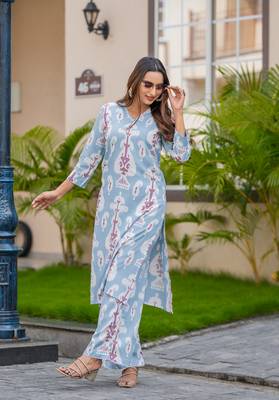 Floral Printed Straight Kurta with Palazzo 4
