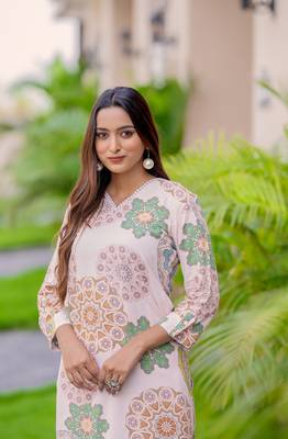 Floral Printed Straight Kurta with Palazzo 5