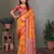 Orange soft silk floral designed patola saree