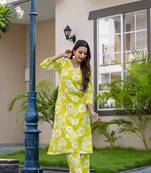 Floral Printed Straight Kurta with Palazzo