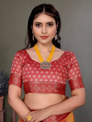 Orange soft silk floral designed patola saree 5
