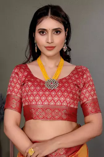 Orange soft silk floral designed patola saree