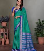 Peacock green soft silk woven designed patola saree