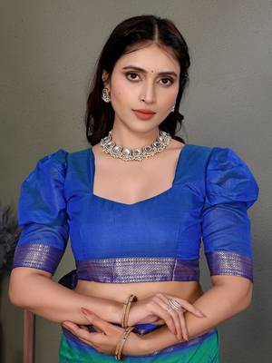Peacock green soft silk woven designed patola saree 5