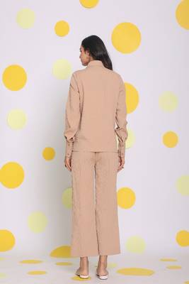 Beige shirt and pant two piece set summer everyday wear co-ord set 4