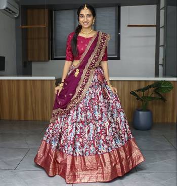 Multicolor Silk Kalamkari Printed Lehenga 1