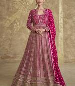 Pink georgette embroidered anarkali suit