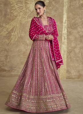 Pink georgette embroidered anarkali suit 2