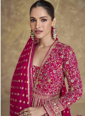 Pink georgette embroidered anarkali suit 3
