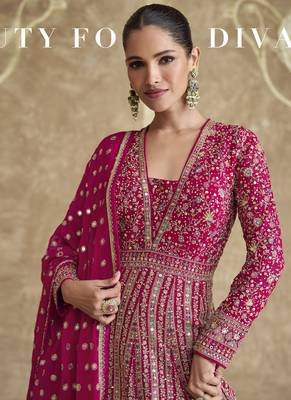 Pink georgette embroidered anarkali suit 4