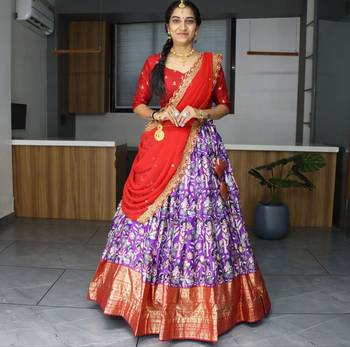 Purple Silk Printed Lehenga Set 1