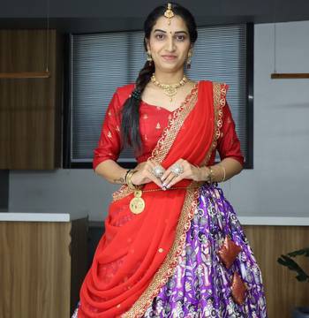 Purple Silk Printed Lehenga Set 2