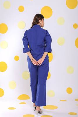 Royal blue shirt and pant 2 piece set summer relaxed linen co-ord set 4