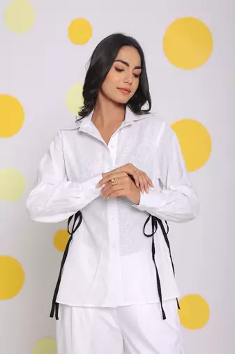 White shirt and pant 2 piece set summer relaxed linen co-ord set