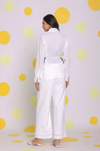 White shirt and pant 2 piece set summer relaxed linen co-ord set
