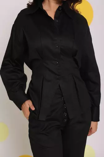 Black shirt and pant two piece set summer everyday wear 100% cotton co-ord set