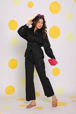 Black shirt and pant two piece set summer everyday wear 100% cotton co-ord set 6